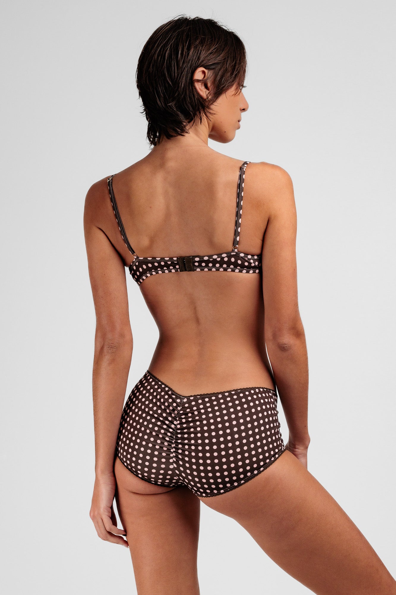 Short Marron à Pois Rose